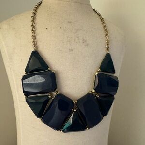 Elegant Blue and Gold Statement Necklace